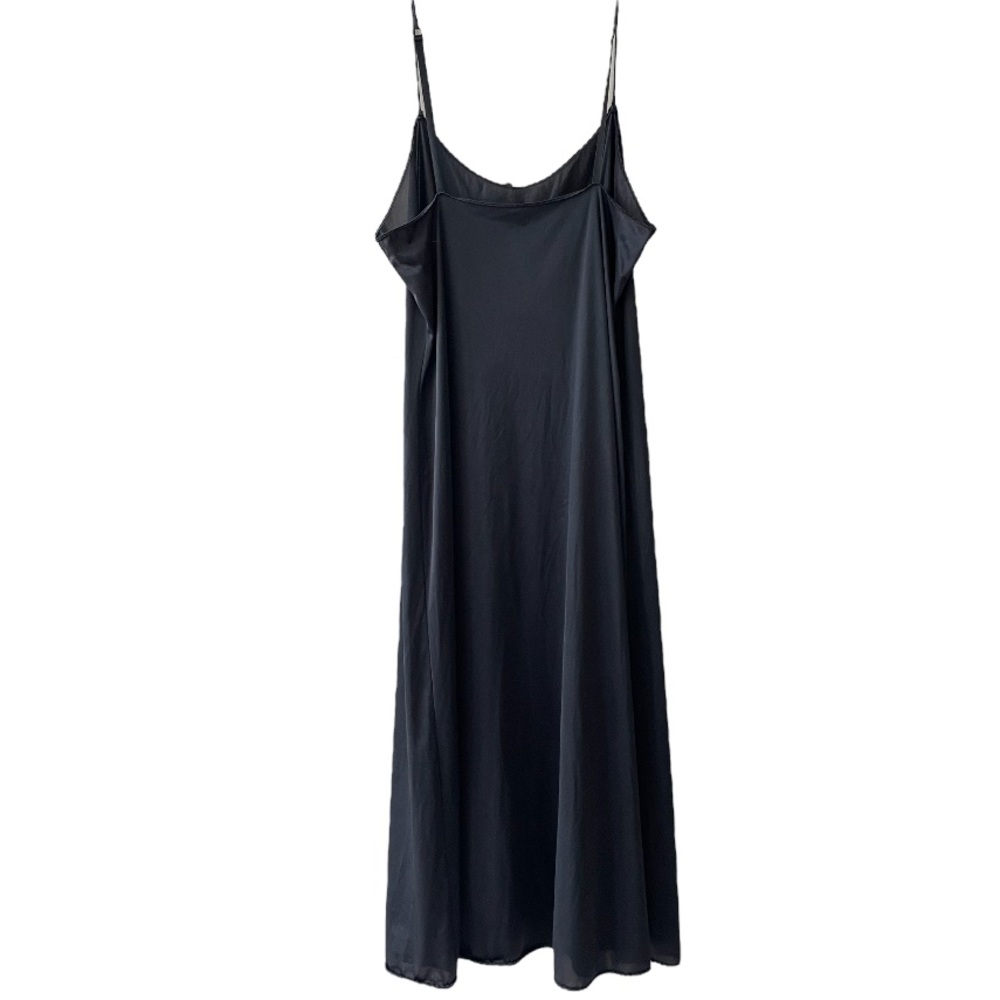 Vintage 80s Silk Slip Dress Romantic Sexy Pin Up Lingerie Long Full Length Black - Picture 7 of 15